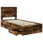 vidaXL Rám postele Dymová dub 90 x 190 cm Inžinierske drevo – Obrázok 5