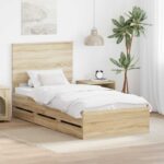 vidaXL Rám postele Sonoma dub 75 x 190 cm Inžinierske drevo