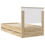 vidaXL Rám postele Sonoma dub 75 x 190 cm Inžinierske drevo – Obrázok 10