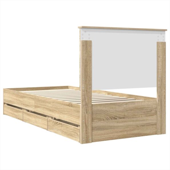 vidaXL Rám postele Sonoma dub 75 x 190 cm Inžinierske drevo – Obrázok 10