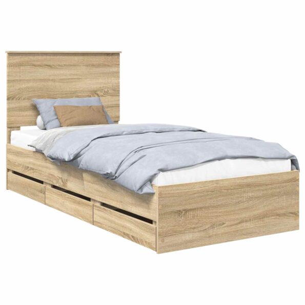 vidaXL Rám postele Sonoma dub 75 x 190 cm Inžinierske drevo – Obrázok 2