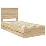 vidaXL Rám postele Sonoma dub 75 x 190 cm Inžinierske drevo – Obrázok 4