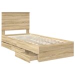 vidaXL Rám postele Sonoma dub 75 x 190 cm Inžinierske drevo – Obrázok 5