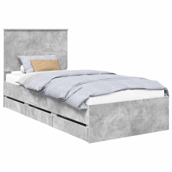 vidaXL Rám postele Betónová šedá 75 x 190 cm Inžinierske drevo – Obrázok 2