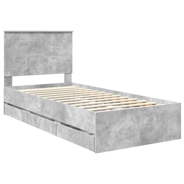 vidaXL Rám postele Betónová šedá 75 x 190 cm Inžinierske drevo – Obrázok 4