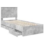 vidaXL Rám postele Betónová šedá 75 x 190 cm Inžinierske drevo – Obrázok 5