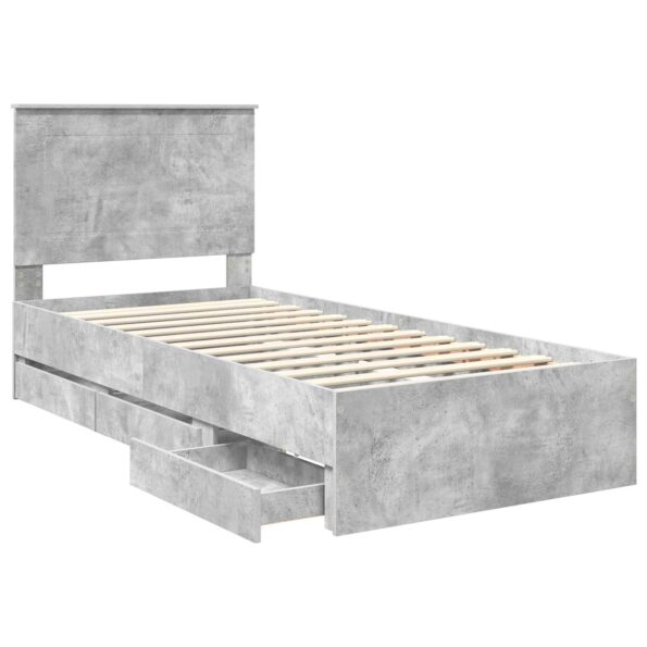 vidaXL Rám postele Betónová šedá 75 x 190 cm Inžinierske drevo – Obrázok 5