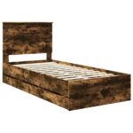 vidaXL Rám postele Dymová dub 75 x 190 cm Inžinierske drevo – Obrázok 4