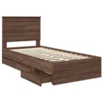 vidaXL Rám postele so zásuvkou Hnedý dub 75 x 190 cm Inžinierske drevo – Obrázok 5