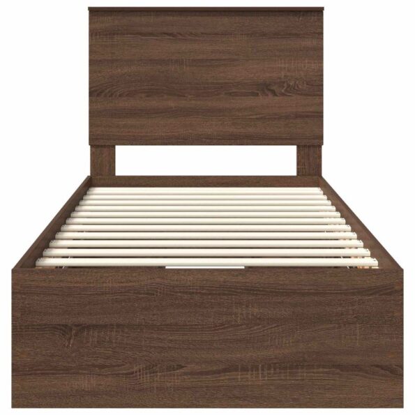 vidaXL Rám postele so zásuvkou Hnedý dub 75 x 190 cm Inžinierske drevo – Obrázok 8