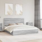 vidaXL Úložná posteľ Sivý Sonoma 200 x 200 cm Kompozitné drevo