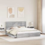 vidaXL Úložná posteľ Sivý Sonoma 200 x 200 cm Kompozitné drevo – Obrázok 3