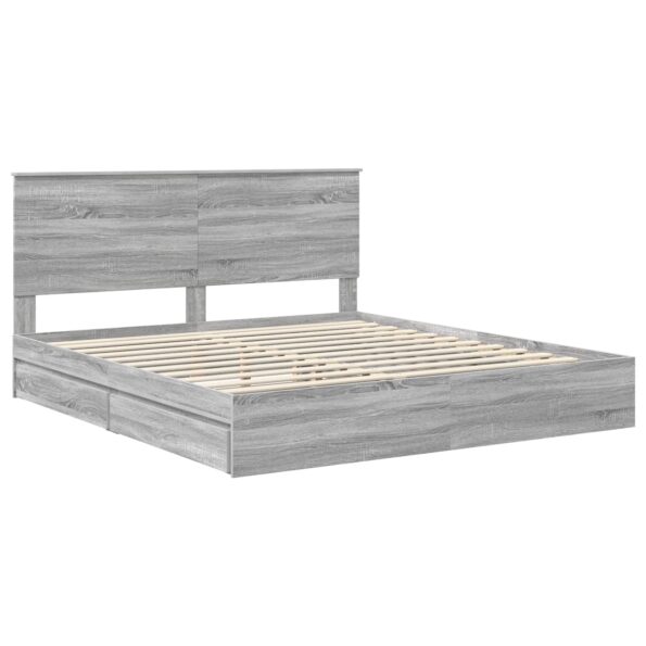 vidaXL Úložná posteľ Sivý Sonoma 200 x 200 cm Kompozitné drevo – Obrázok 4