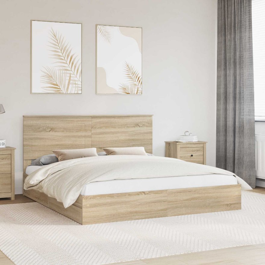 3409526_1.jpg vidaXL Úložná posteľ Sonoma dub 180 x 200 cm Kompozitné drevo – Obrázok 1