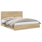 vidaXL Úložná posteľ Sonoma dub 180 x 200 cm Kompozitné drevo – Obrázok 2