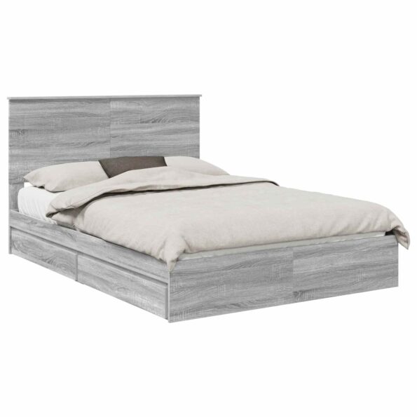 vidaXL Úložná posteľ Sivý Sonoma 160 x 200 cm Kompozitné drevo – Obrázok 2