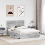 vidaXL Úložná posteľ Sivý Sonoma 160 x 200 cm Kompozitné drevo – Obrázok 3