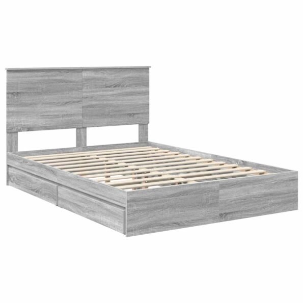 vidaXL Úložná posteľ Sivý Sonoma 160 x 200 cm Kompozitné drevo – Obrázok 4