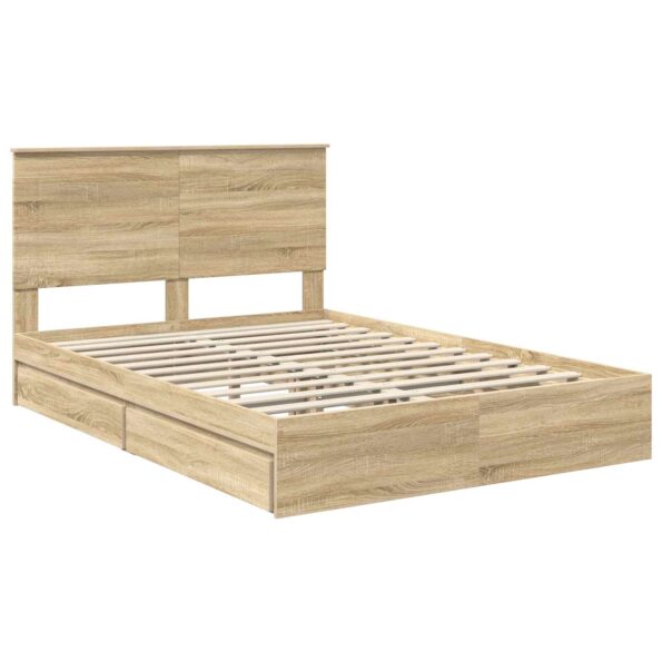 vidaXL Úložná posteľ Sonoma dub 150 x 200 cm Kompozitné drevo – Obrázok 4