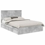vidaXL Úložná posteľ Betónová šedá 150 x 200 cm Kompozitné drevo – Obrázok 2