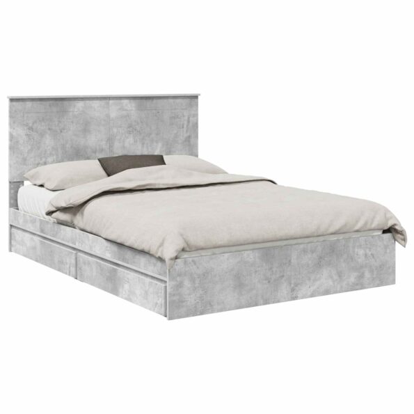 vidaXL Úložná posteľ Betónová šedá 150 x 200 cm Kompozitné drevo – Obrázok 2