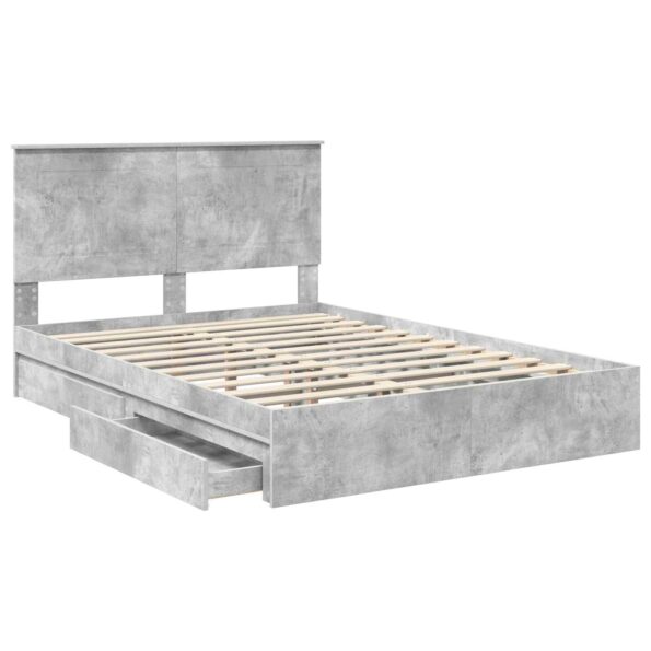 vidaXL Úložná posteľ Betónová šedá 150 x 200 cm Kompozitné drevo – Obrázok 5
