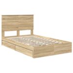 vidaXL Úložná posteľ Sonoma dub 135 x 190 cm Kompozitné drevo – Obrázok 4