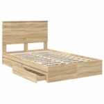 vidaXL Úložná posteľ Sonoma dub 135 x 190 cm Kompozitné drevo – Obrázok 5