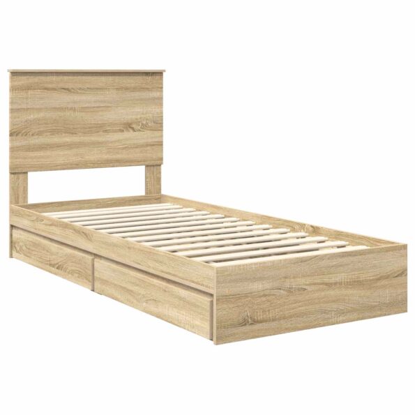 vidaXL Úložná posteľ Sonoma dub 100 x 200 cm Kompozitné drevo – Obrázok 4