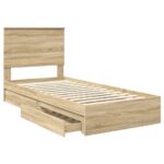 vidaXL Úložná posteľ Sonoma dub 100 x 200 cm Kompozitné drevo – Obrázok 5