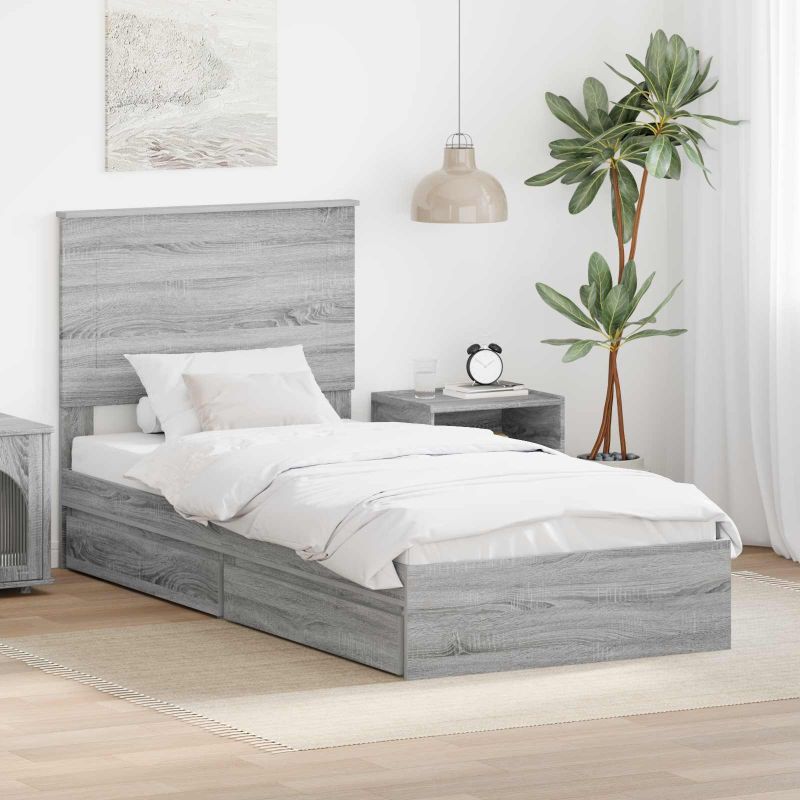 3409585_1.jpg vidaXL Úložná posteľ Sivý Sonoma 100 x 200 cm Kompozitné drevo – Obrázok 1