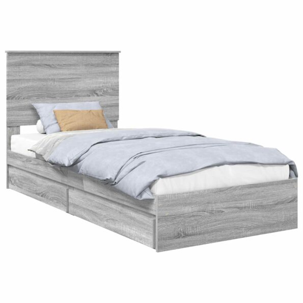 vidaXL Úložná posteľ Sivý Sonoma 100 x 200 cm Kompozitné drevo – Obrázok 2