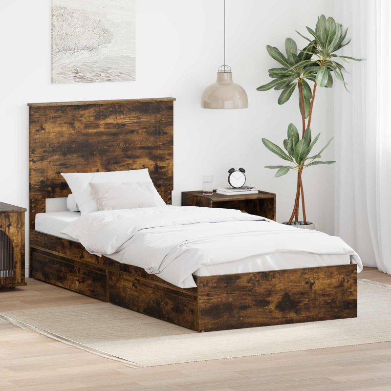 3409591_1.jpg vidaXL Úložná posteľ Dymová dub 90 x 190 cm Kompozitné drevo – Obrázok 1