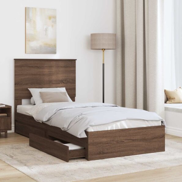 vidaXL Úložná posteľ Hnedý dub 90 x 190 cm Kompozitné drevo – Obrázok 3