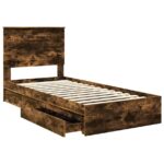 vidaXL Úložná posteľ Dymová dub 90 x 200 cm Kompozitné drevo – Obrázok 5