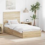vidaXL Úložná posteľ Sonoma dub 75 x 190 cm Kompozitné drevo