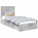 vidaXL Úložná posteľ Betónová šedá 75 x 190 cm Kompozitné drevo – Obrázok 2