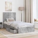 vidaXL Úložná posteľ Betónová šedá 75 x 190 cm Kompozitné drevo – Obrázok 3