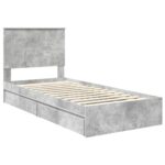 vidaXL Úložná posteľ Betónová šedá 75 x 190 cm Kompozitné drevo – Obrázok 4