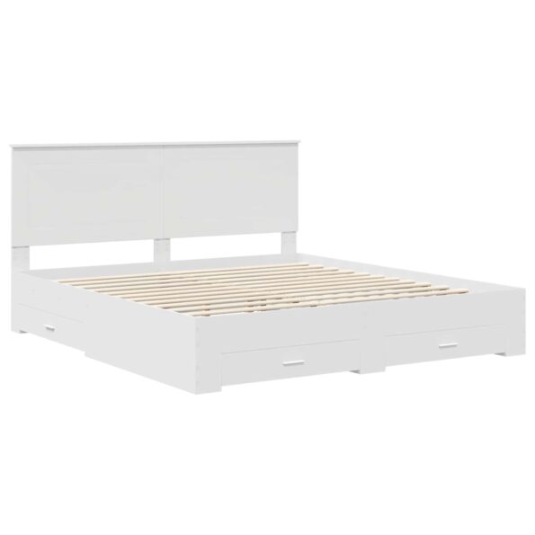 vidaXL Rám postele s čelnou doskou Biela 200 x 200 cm Kompozitné drevo – Obrázok 4