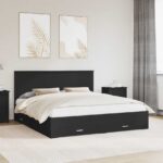 vidaXL Rám postele Čierna a strieborná 200 x 200 cm Kompozitné drevo