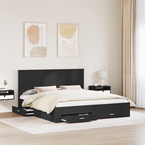 vidaXL Rám postele Čierna a strieborná 200 x 200 cm Kompozitné drevo – Obrázok 3