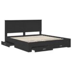 vidaXL Rám postele Čierna a strieborná 200 x 200 cm Kompozitné drevo – Obrázok 5