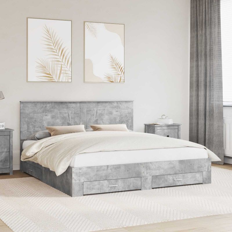 3409611_1.jpg vidaXL Rám postele Betónová šedá 200 x 200 cm Kompozitné drevo – Obrázok 1