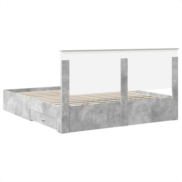 vidaXL Rám postele Betónová šedá 200 x 200 cm Kompozitné drevo – Obrázok 10