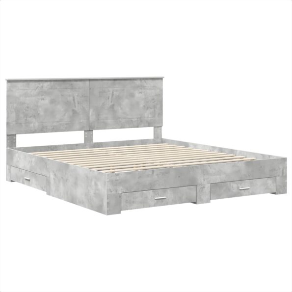 vidaXL Rám postele Betónová šedá 200 x 200 cm Kompozitné drevo – Obrázok 4
