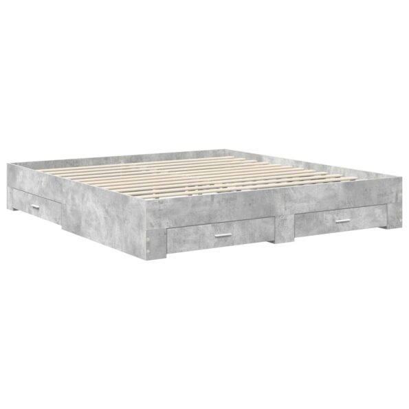 vidaXL Rám postele Betónová šedá 200 x 200 cm Kompozitné drevo – Obrázok 6