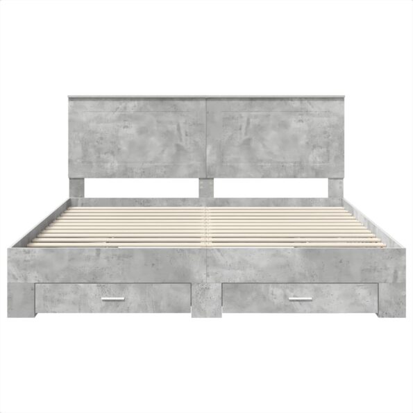 vidaXL Rám postele Betónová šedá 200 x 200 cm Kompozitné drevo – Obrázok 8