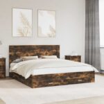 vidaXL Rám postele Dymová dub 200 x 200 cm Kompozitné drevo