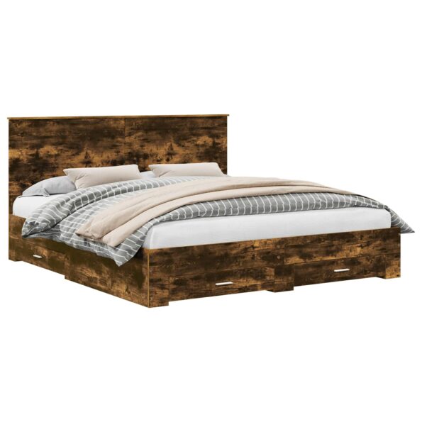 vidaXL Rám postele Dymová dub 200 x 200 cm Kompozitné drevo – Obrázok 2